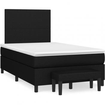 Cama box spring de muelles con colchón negro 120x190 cm en tela Vidaxl