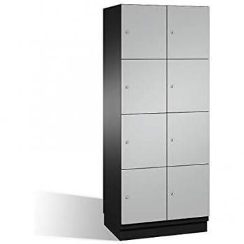 Armario de Compartimentos Bajo Llave C+P Cambio con 4 Compartimentos, Puertas de Acero, Color Negro-Gris y Blanco-Aluminio, Dimensiones B 800 mm