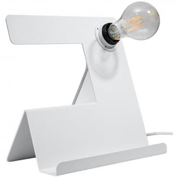 Lámpara de Mesa Incline Blanco E27 Acero 1 Bombilla LED 24cm