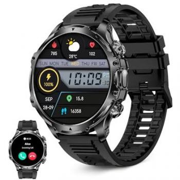 Ksix Venture Smartwatch Deportivo Pantalla XXL TFT 1.85 IP68 Negro, Autonomía de 10 días, Modos deporte y salud, Llamadas, Asistentes de voz