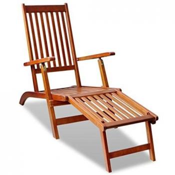 vidaXL Outdoor Deck Chair with Footrest Solid Acacia Wood