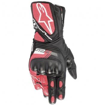 Guantes de Moto Alpinestars Stella SP-8 V3 para Mujer - Piel de Cabra - Protección Nudillos SP - Certificados CE - Negro-Blanco-Rosa Diva