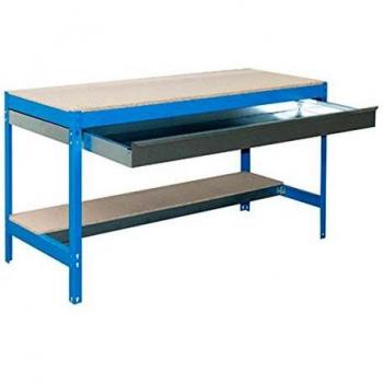 Banco de Trabajo Simonrack BT0 Box 900, Capacidad Carga 400 Kg, Dimensiones 842x910x610 mm, Color Azul/Madera, con 1 Cajón