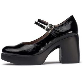 Merceditas de Piel para Mujer Wonders con Cierre de Hebilla en Color Negro, Modelo H-4960, 5 a 8 cm, Estilo Casual y Fiesta