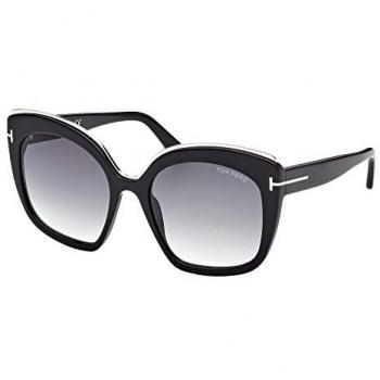 Tom Ford Chantalle FT0944 01B Black Sunglasses - Size: One Size, Characteristics: Unisex, Shiny Black frame, Dark Grey shaded lenses, Lens size: 55 MM, Bridge size: 19 MM, Temple length