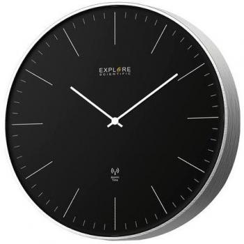 Reloj de Pared Radiocomandado Explore Scientific RAC1001 Diseño Contemporáneo Sin Números 25cm Negro y Plata