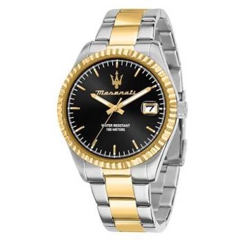 Reloj Analógico Maserati Hombre 43mm con Fecha, Colección Competición, Acero y Correa Plateada - Regalo Ideal