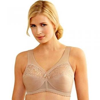 Glamorise MagicLift Full-Figure Support Bra with Lace, Cup C, Beige, Size 110