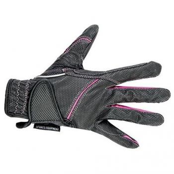 HKM Fashion - Guantes de equitación, Color Negro y Rojo