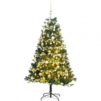 150 cm Artificial Hinged Christmas Tree with 150 LEDs and Ornaments Set