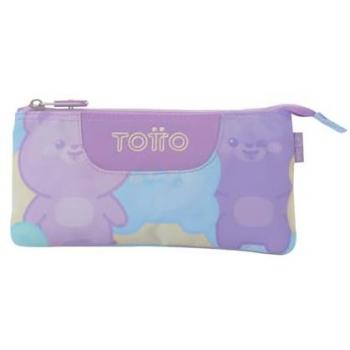Estuche Escolar 3 Compartimentos Modelo Tablero TOTTO Teddy, Estuche Grande, Dimensiones 22 x 11 x 3.5 cm, Una Cremallera, Tejido Resistente y Repelente a Líquidos
