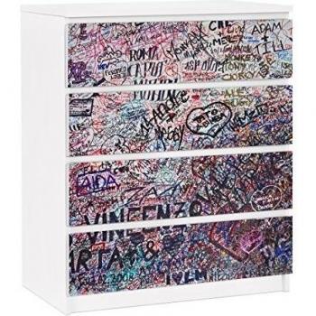 Vinilo adhesivo para muebles IKEA - Malm Dresser 4xDrawers - Verona - Romeo & Juliet, Tamaño:4 veces 20cm x 80cm