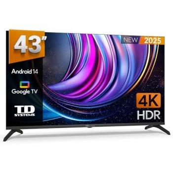 Televisor Smart TV 43 TD Systems PRIME43C21GLE 4K Ultra HD, Google TV, HDR10, Dolby Digital Plus, Chromecast, Control por Voz