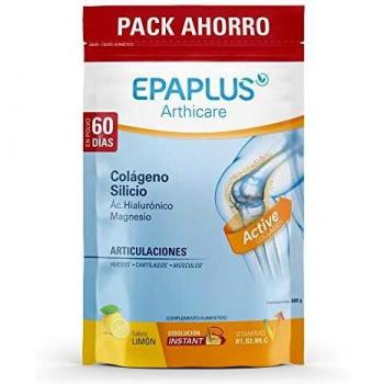 EPAPLUS Arthicare, Colágeno + Silicio + Ácido Hialurónico, Colágeno Hidrolizado con Silicio y Ácido Hialurónico, Disolución Instant Sabor Limón, Tratamiento 60 Días, 652g