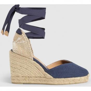 Alpargatas de cuña Castañer Chiara en algodón lavado azul oscuro