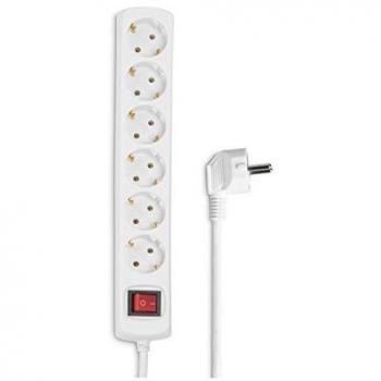 Regleta de 6 tomas con interruptor iluminado, cable de 1.4 metros, color Blanco - Hama 00030384