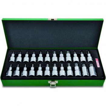 Juego de llaves de vaso hexagonales, PH, SPLINE y TORX TOPTUL 1/2 24 piezas