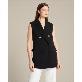 Blazer sin mangas negro de doble botonadura para mujer