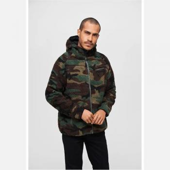 Chaqueta Teddy Worker Verde Brandit para hombre, tipo chaqueta de trabajo, material Teddyfleece, diseño woodland, talla L