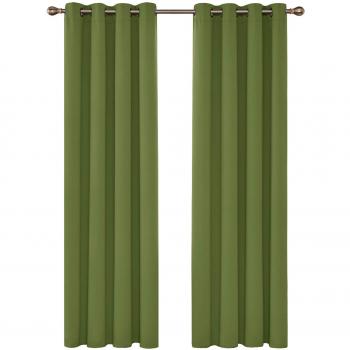 Deconovo Cortinas Opacas con Aislamiento Térmico para Sala de Estar Oficina Hotel Ventanas con Ojales 2 Paneles 140 x 280 cm Verde