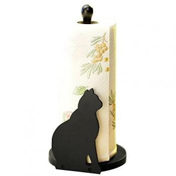 Porta rollo de cocina gato negro, diseño vertical, apto para todos los rollos de papel de cocina, MDF - 30 cm