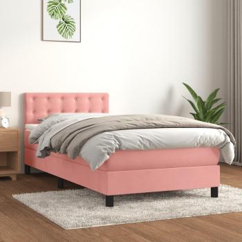 Cama box spring con colchón terciopelo rosa 90x200 cm Vidaxl Rosa