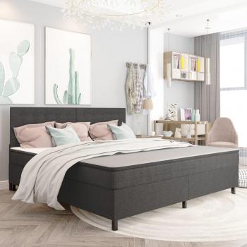 Cama box spring Día y Noche tela gris oscuro 200x200 cm