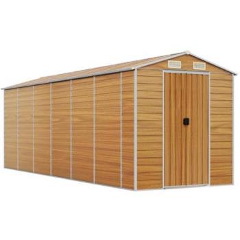 Light Brown Galvanized Steel Garden Shed 191x555x198 cm