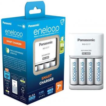 Cargador Inteligente Panasonic Eneloop BQ-CC17 + 4 Pilas Recargables AA 2000mAh