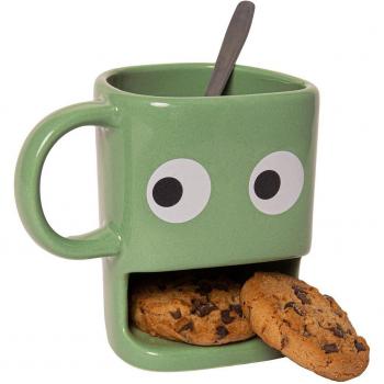 Taza de cerámica con soporte para galletas Fisura en color verde