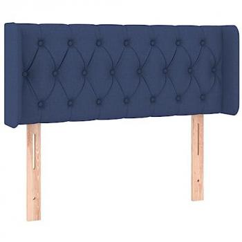 Cabecero Tapizado de Tela Azul con Orejas 93x16x78/88 cm