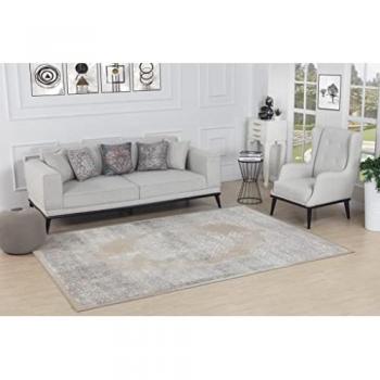 Surya - Alfombra de Salón Pelo Corto Vintage Oriental Beige y Blanco 120 x 170 cm, estilo tradicional bohemio, fácil de limpiar, grande, medidas 120x170 cm