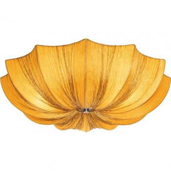 Plafón de diseño seda dorada 52 cm 3 luces Textil/Acero Adecuado para LED Max. 3 x 40 Watt