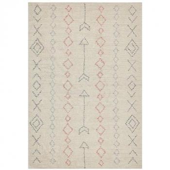 Alfombra de algodón beige 160 x 230 cm diseño minimalista tufted a mano patrón geométrico