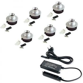 Emuca 5073862 Luminaria Led Orientable con Convertidor, 1.2 W, Anodizado Mate