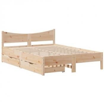 Estructura de cama con cajones 135x190 cm en madera maciza de pino