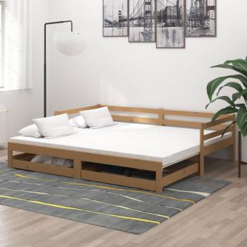 Sofá cama extraíble de madera maciza de pino marrón miel 2x(90x200) cm