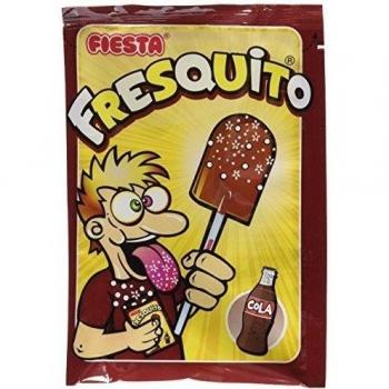 FIESTA Fresquito Caramelo con Palo en Sobre con Polvo Acidulado Sabor Cola - Caja de 40 unidades
