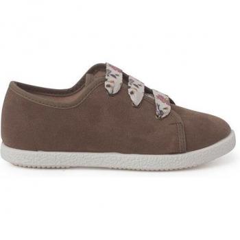 Pisamonas Zapatillas de Serraje para Niños con Cordones y Diseño de Flores Serratex