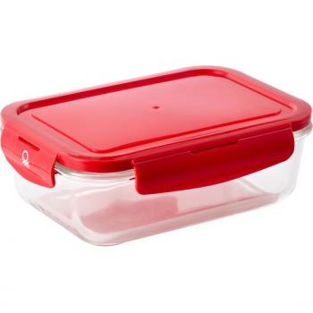Hermético Rectangular 1180ml Borosilicato Tapa Rojo Rainbow - Casa Benetton