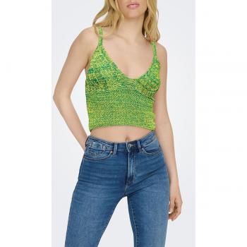 Top crop Only punto jaspeado rosa y verde para mujer
