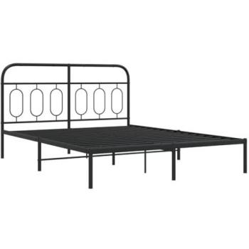 Estructura de cama con cabecero metal negro 140x200 cm