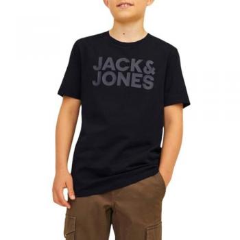 Camiseta básica de niño Jack & Jones gris con logo JJ ajuste regular