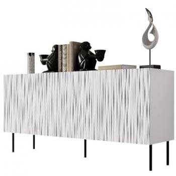 Aparador Charlotte K100 Blanco y Negro con 3 Puertas, Aglomerado Laminado y MDF, 152 x 75 x 43cm