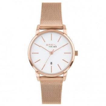 Reloj de Mujer Breil Avery - Movimiento Cuarzo, Esfera Blanca, Acero Inoxidable Color Oro Rosa y Malla