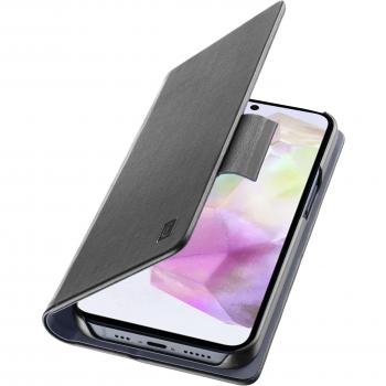 Funda móvil tipo libro CellularLine para Samsung Galaxy A36/A56, imitación piel gris con bolsillo para tarjetas