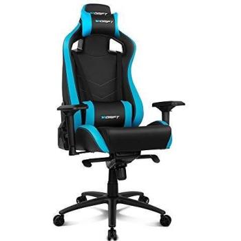 Drift DR500BL - Silla Gaming Profesional, polipiel, reposabrazos ajustable 4D, piston clase 4, sistema balanceo, altura regulable, respaldo reclinable, cojines lumbar y cervical, color negro/azul