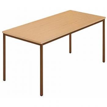 Mesa rectangular de tubo cuadrado revestido, 1500 x 800 mm, madera de haya natural/marrón