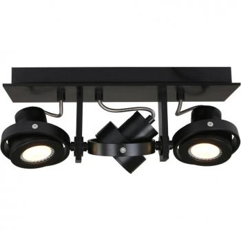 Foco de techo LED Quatro, 3 luces, negro - Steinhauer - Metal - 7551ZW