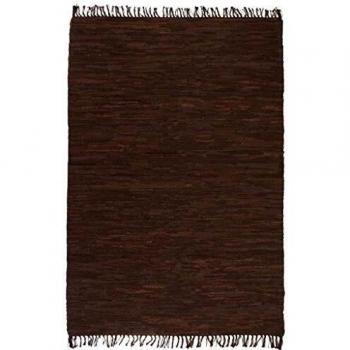 vidaXL Alfombra Tejida a Mano Chindi Cuero 160x230cm Marrón Decoración Hogar